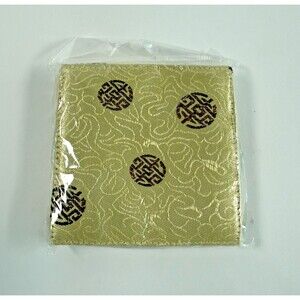 Elegant Satin Coaster Set – Gold Brocade Fabric – Made in China – Brand New